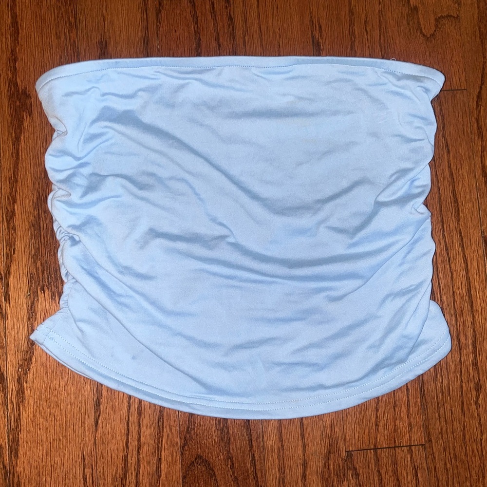 Baby blue runched tube top size L